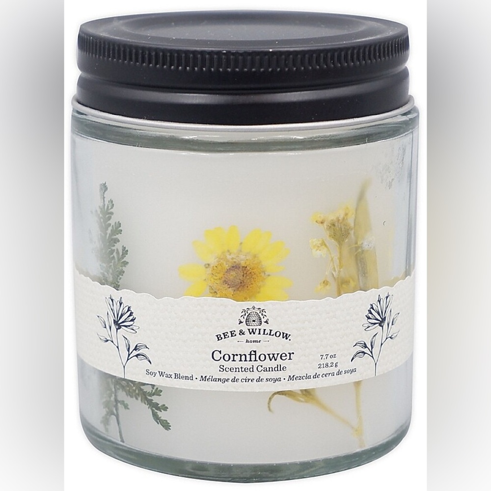Bee & Willow Home Cornflower Sunflower 7.7 oz. Spring Floral Glass Jar Candle